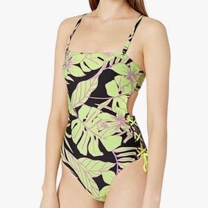 Maaji Green Tropic Arista Reversible Floral One Piece NWOT